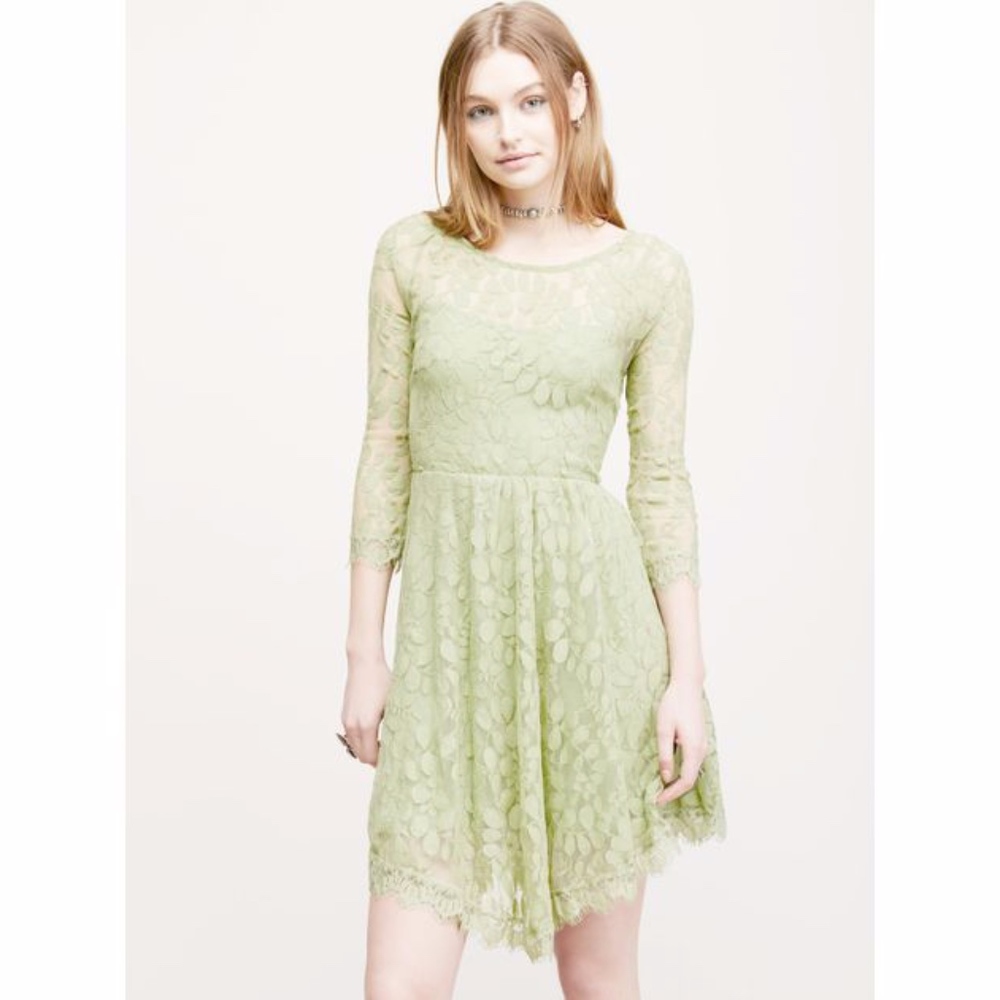 NWOT- Free People *YELLOW* Floral Lace Boho Dress! - Picture 2 of 7